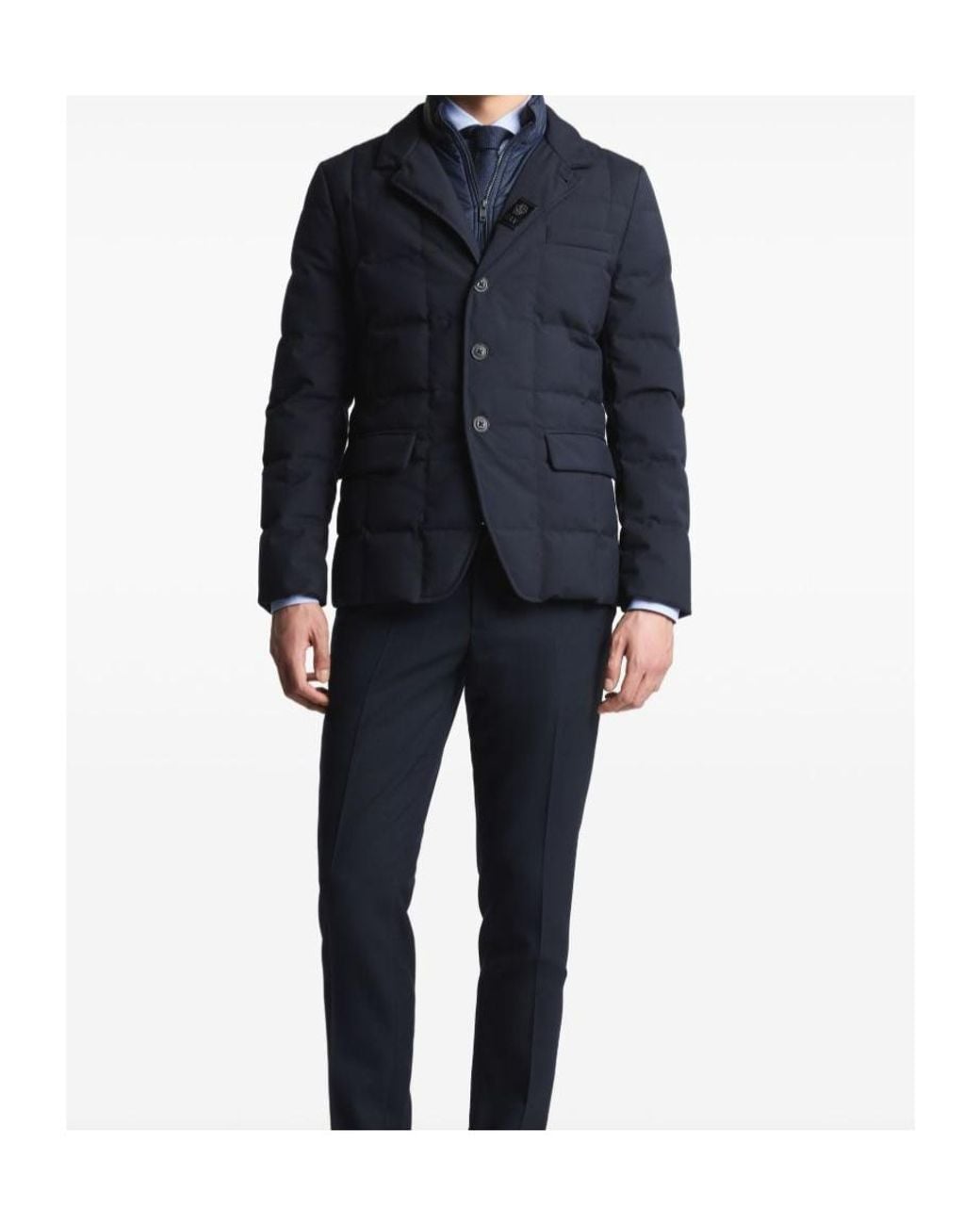 Fay Blue Quilted Button-Up Jacket for men