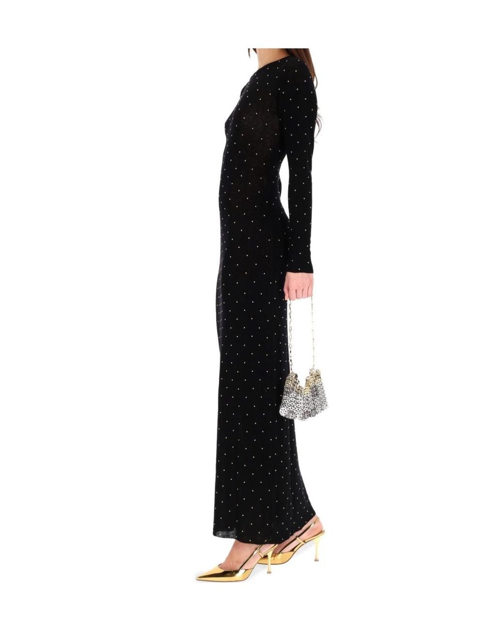 Rabanne Black Midi Second Skin Stud-Embellished Dress