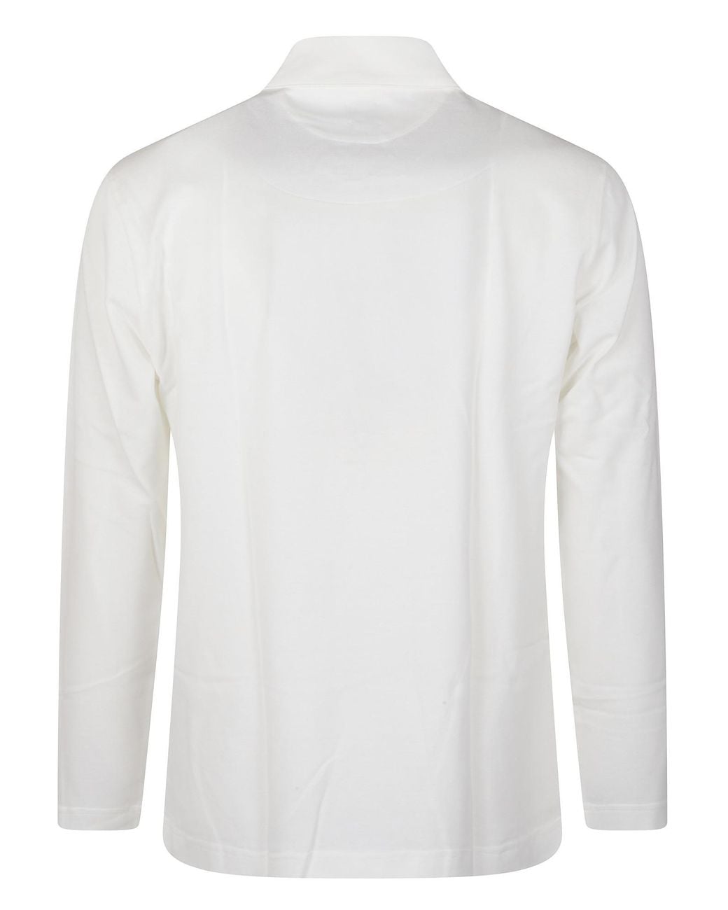 Eleventy White Long-Sleeve Polo Shirt for men