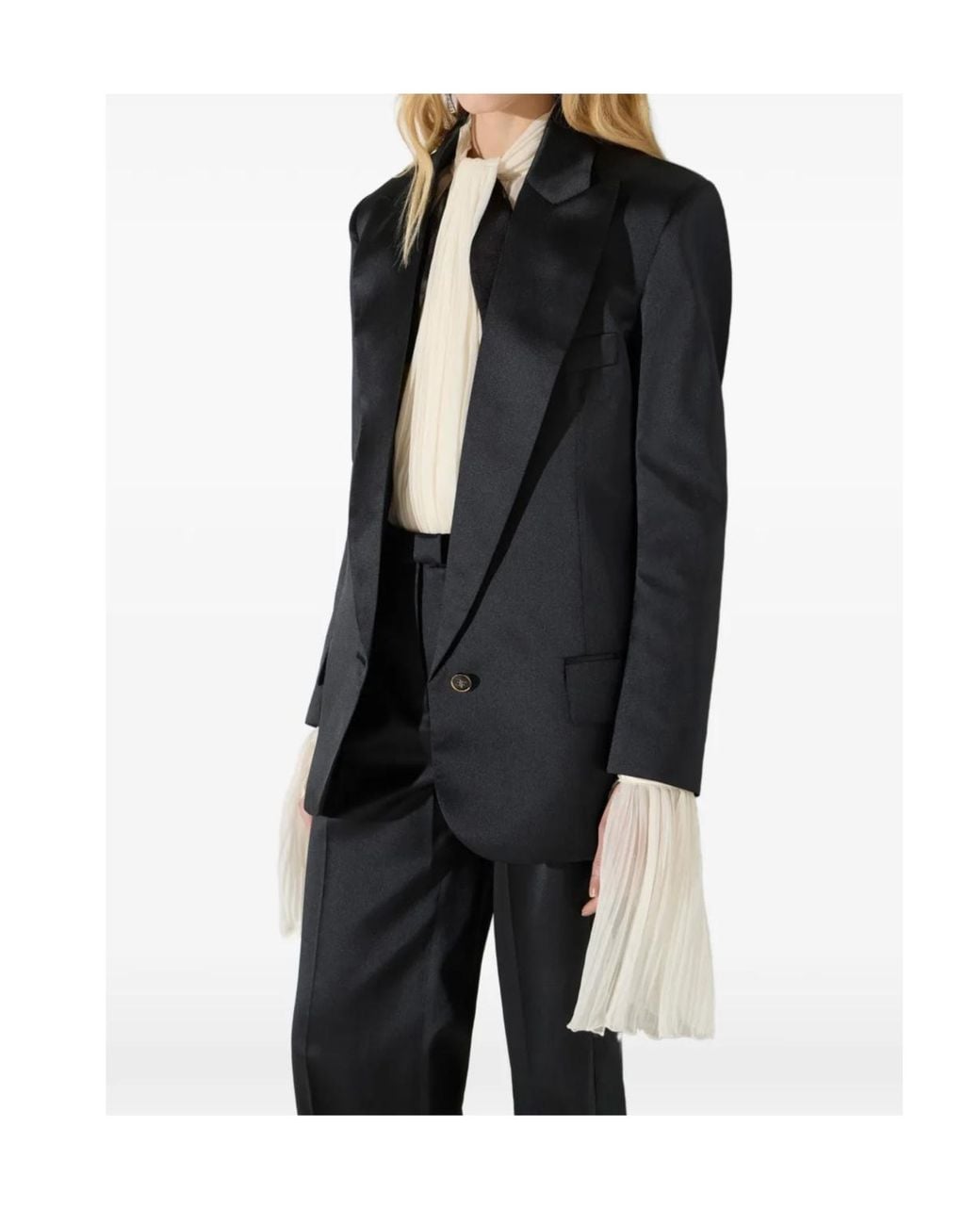 Elisabetta Franchi Blue Satin Single-Breasted Blazer