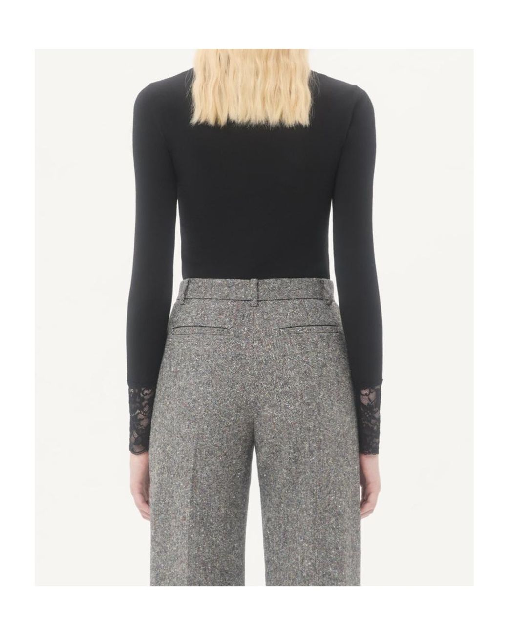 Valentino Black Lace-Panelled High Neck Top