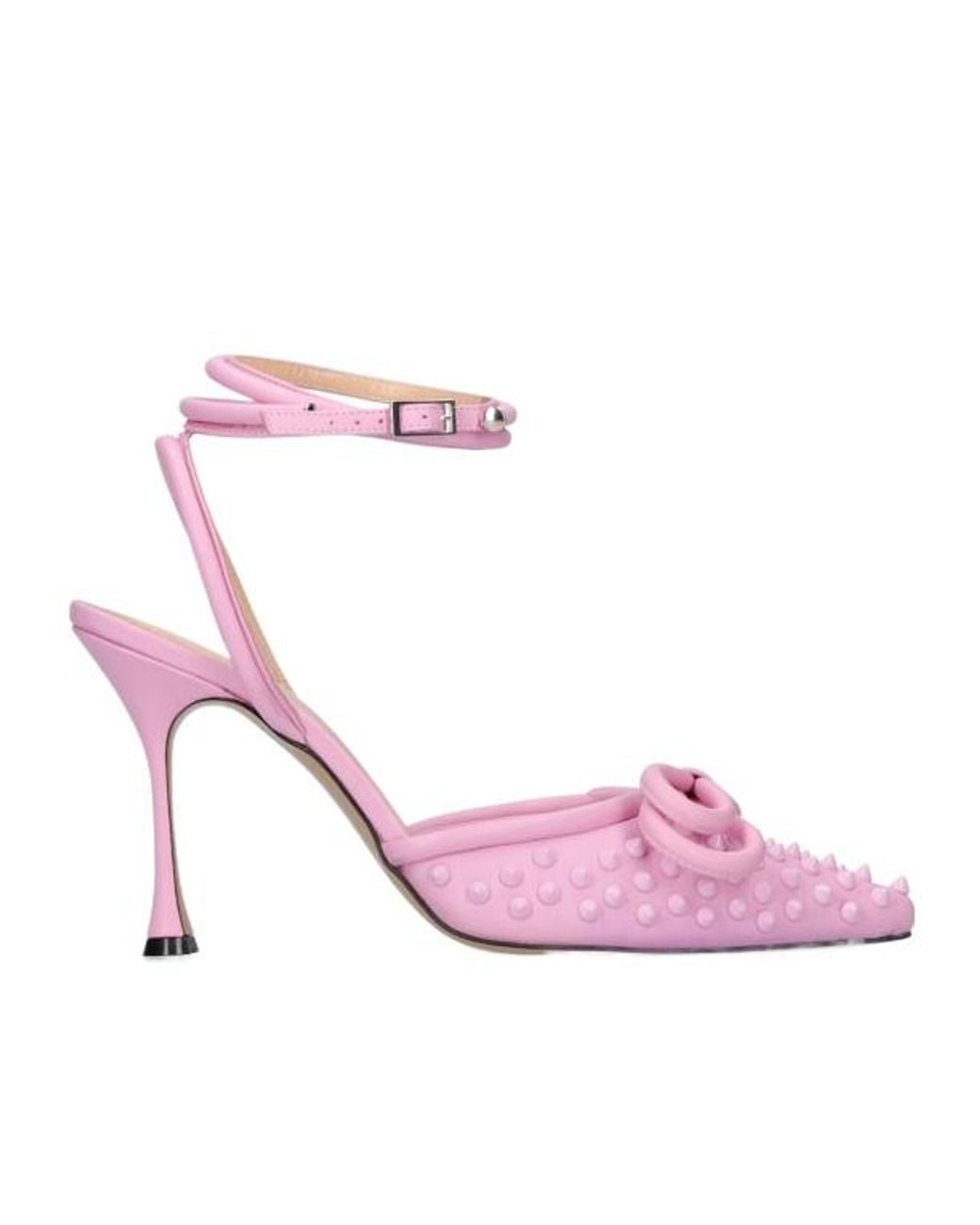 Mach & Mach Pink Stiletto Heel Sandals With Ankle Strap
