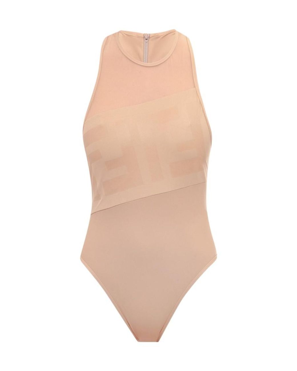 Fendi White Sheer-Panel One-Piece Swimsuit