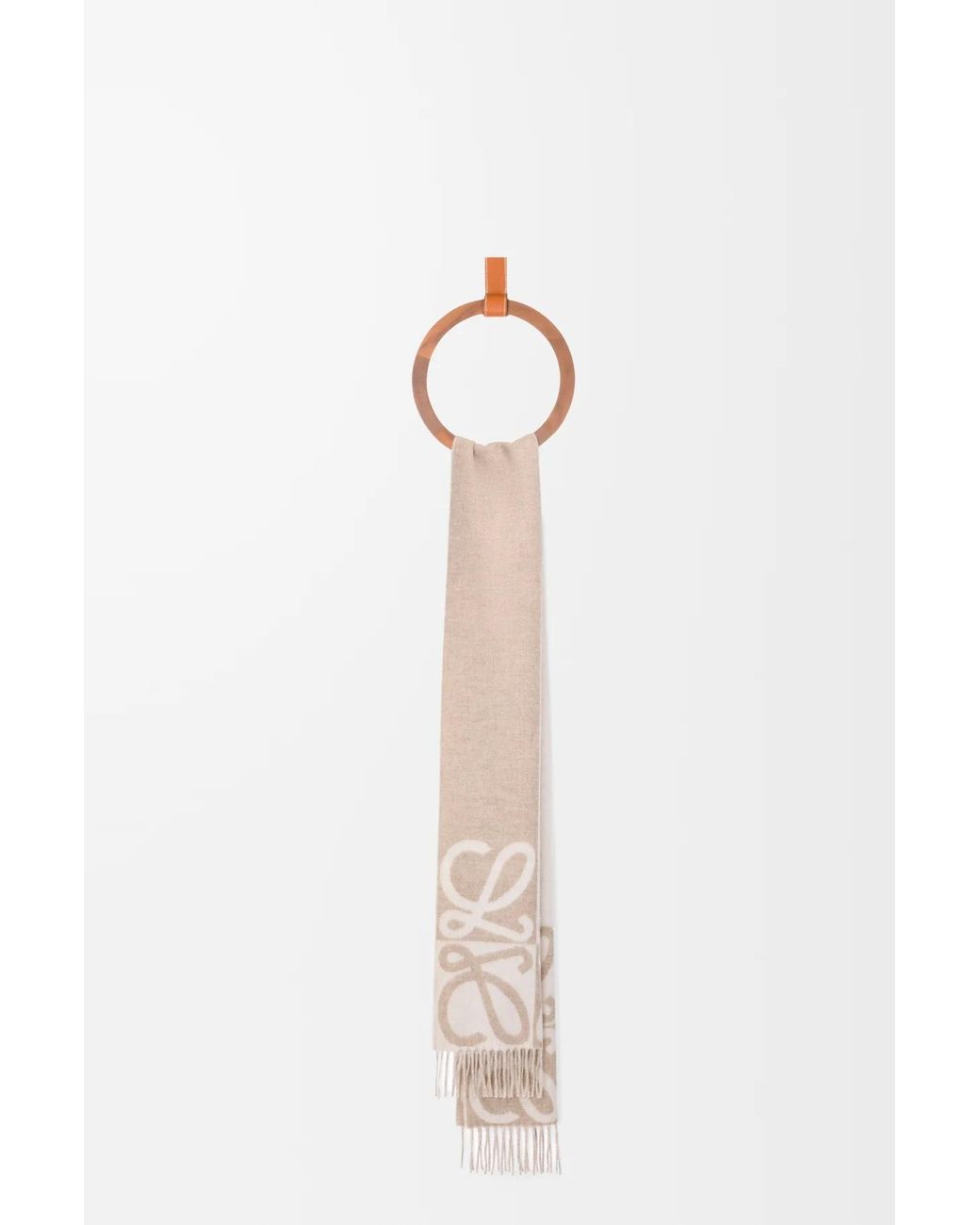 Loewe White Anagram Fringed Scarf