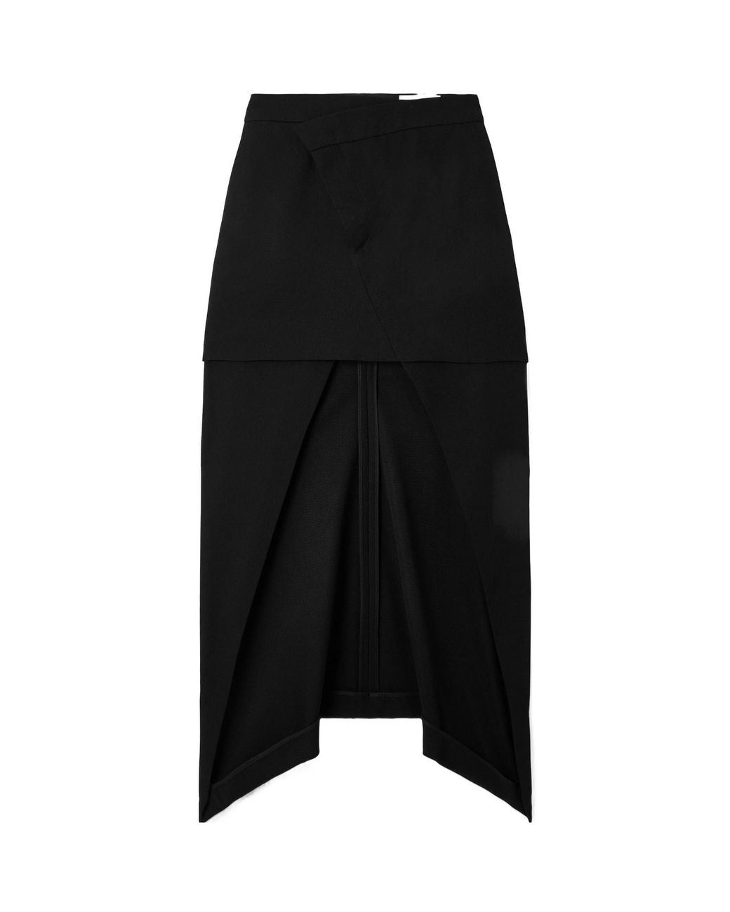 McQueen Black Asymmetric Midi Skirt