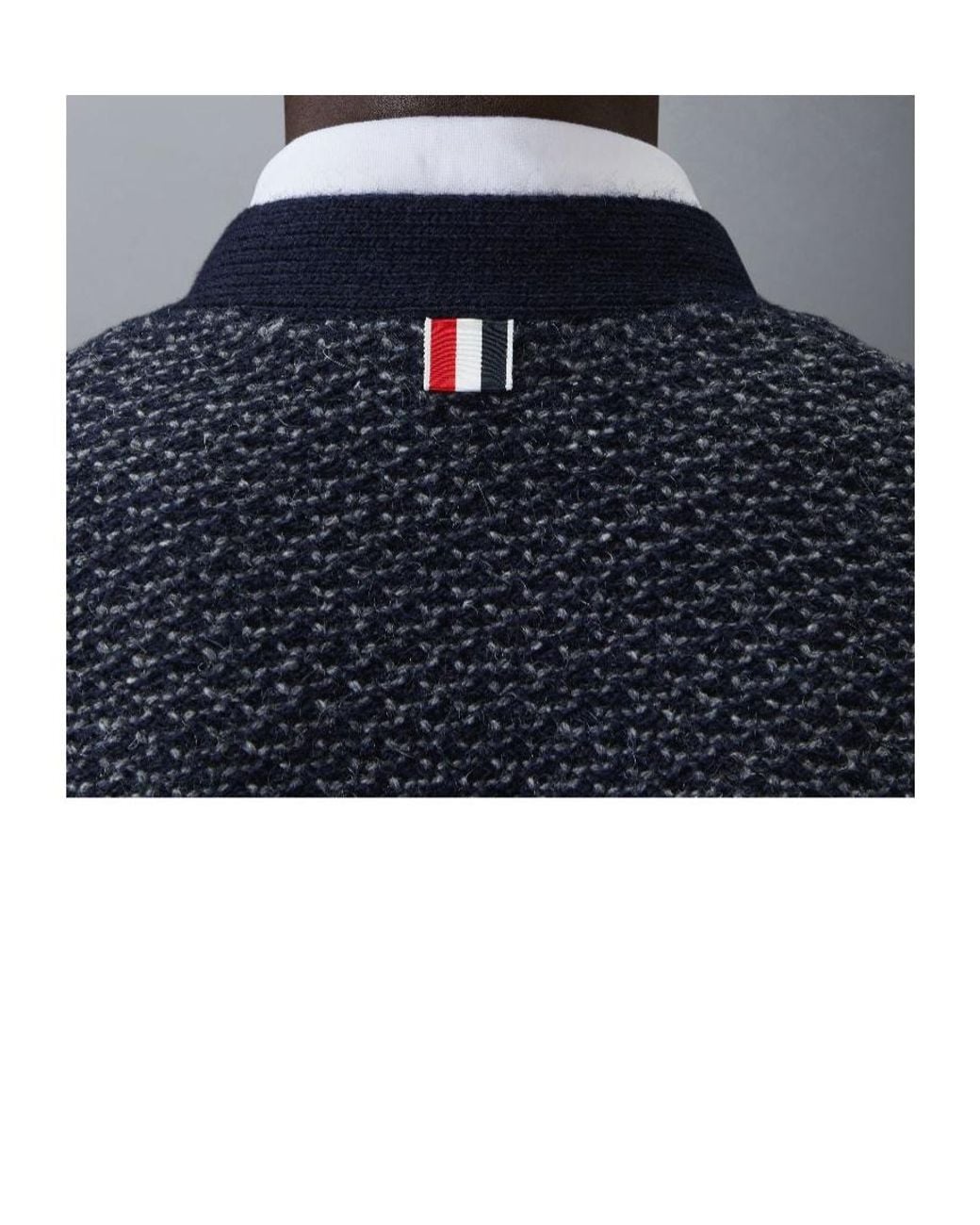 Thom Browne Blue Bar Textured-Knit Cardigan for men