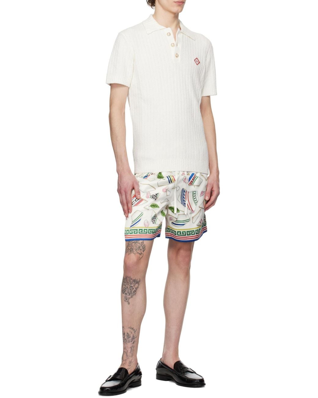 Casablanca Green Graphic Printed Drawstring Bermuda Shorts for men