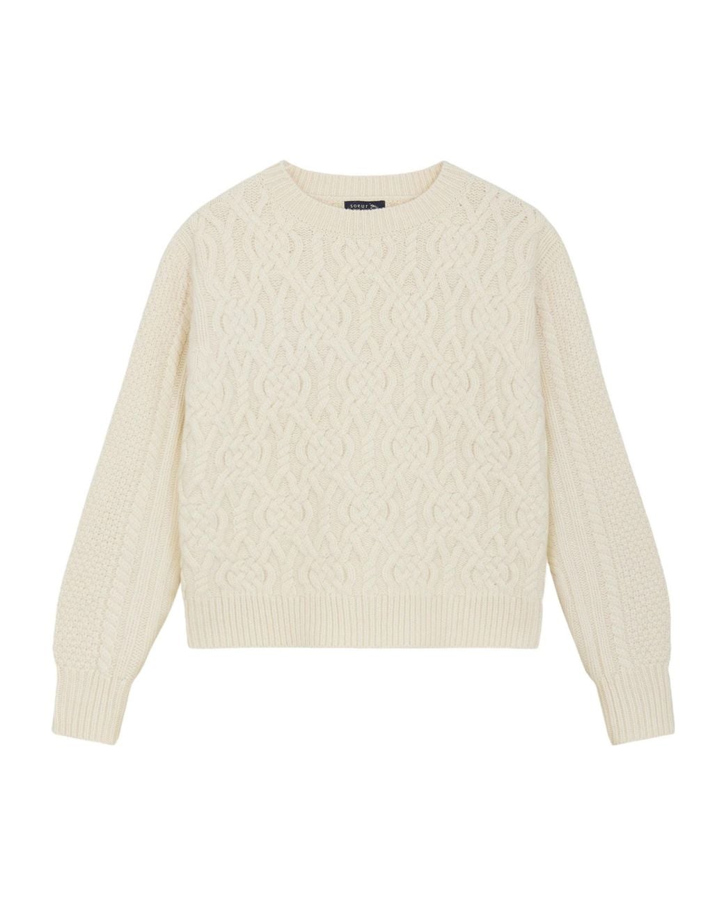 Soeur White Ribbed Crew Neck Sweater