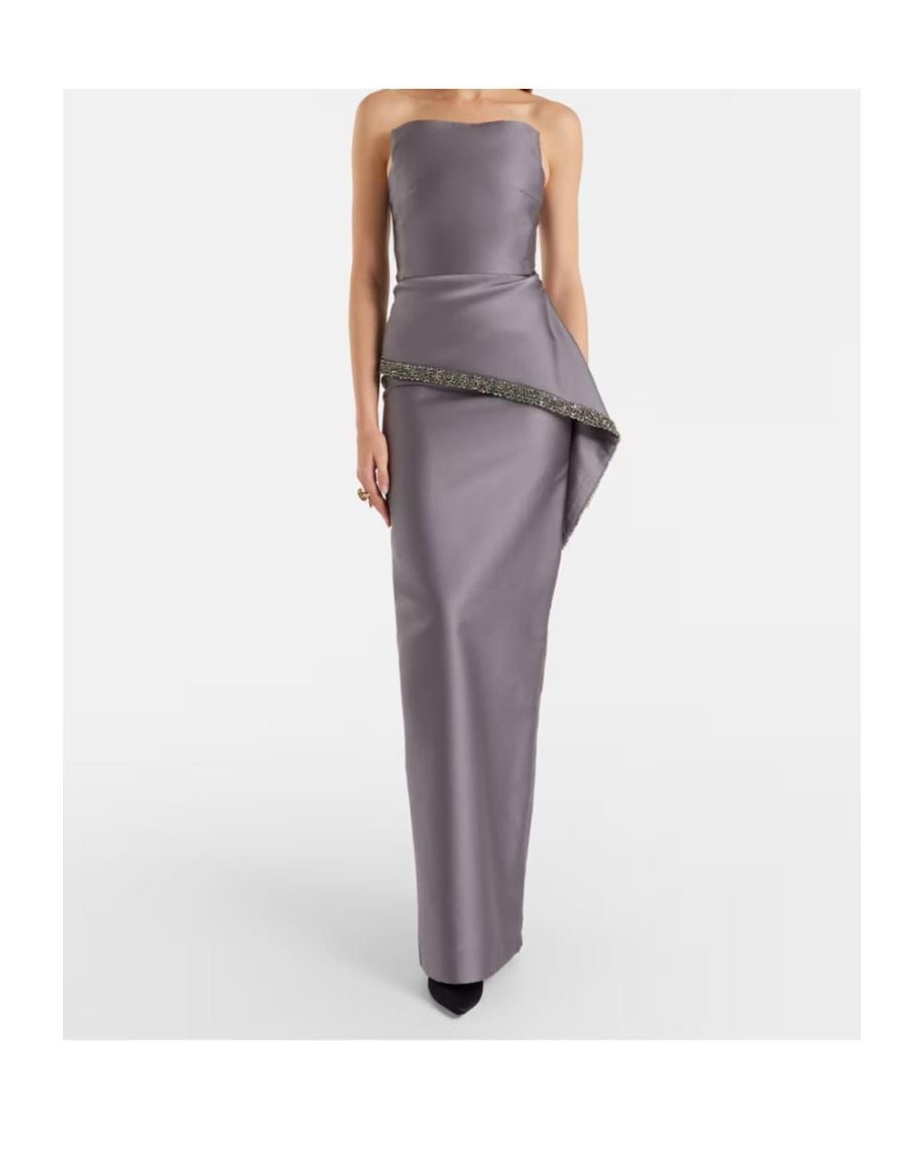 Roland Mouret Purple Taffeta Crystal-Embellished Gown