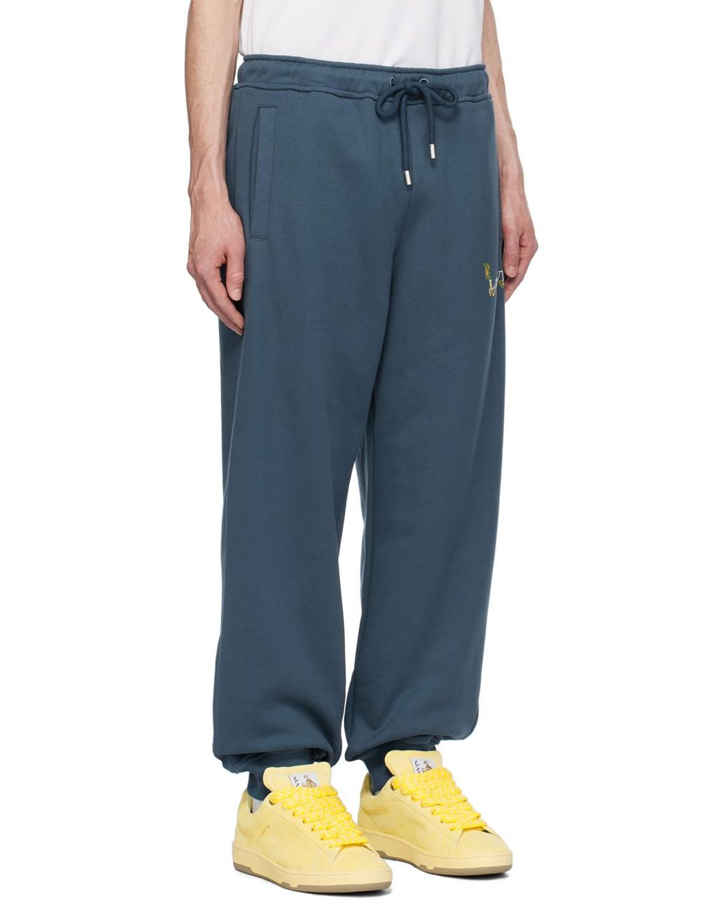 Lanvin Blue Logo-Print Cotton Track Pants for men