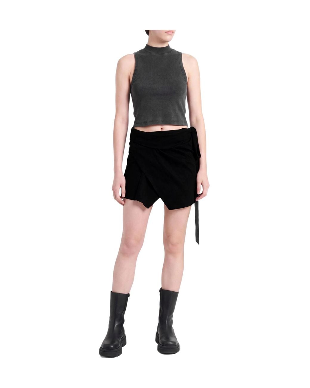 Isabel Marant Black Solid-Colored Irregular Wrap Skirt