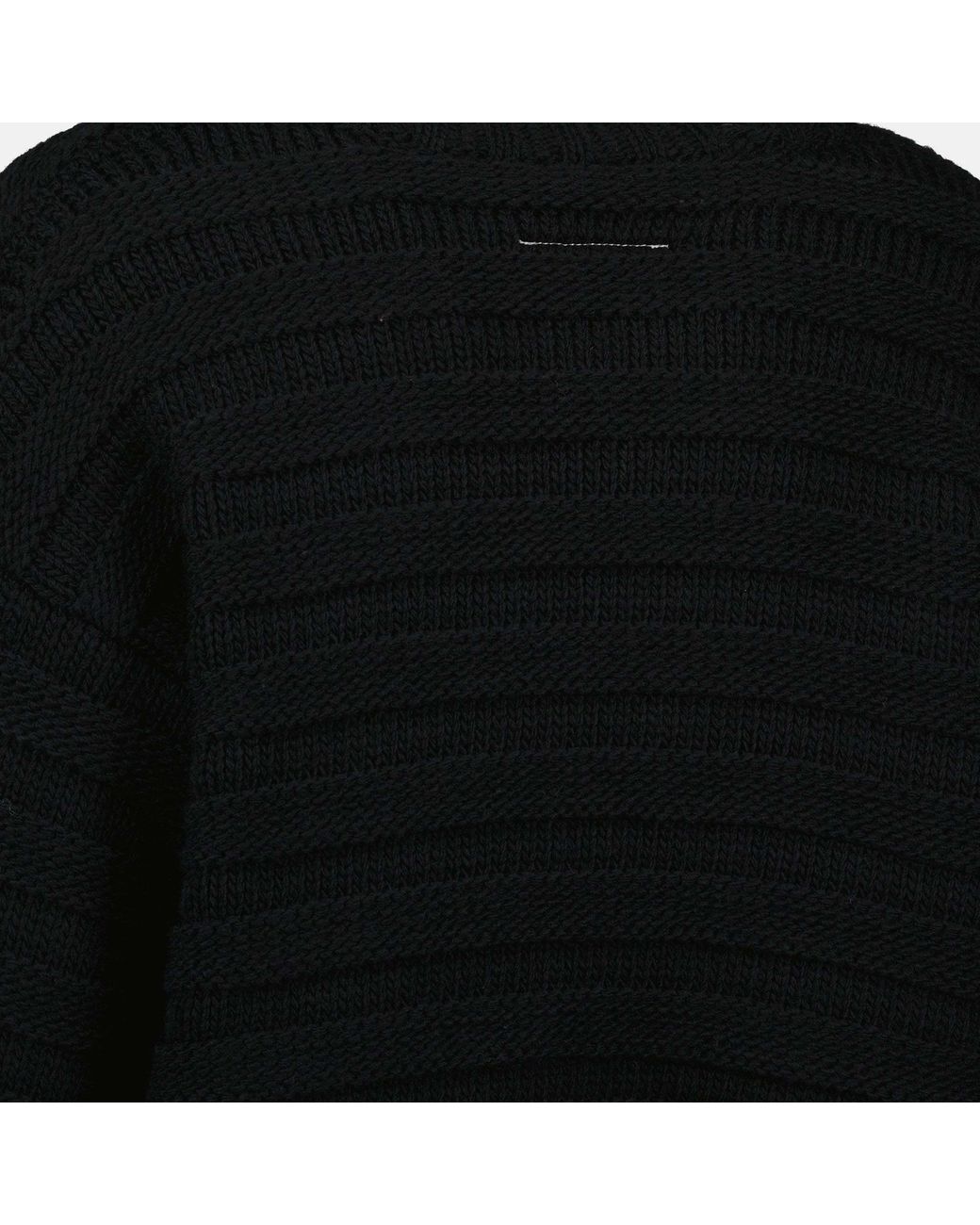 MM6 by Maison Margiela Black Numbers-Patch Distressed Jumper