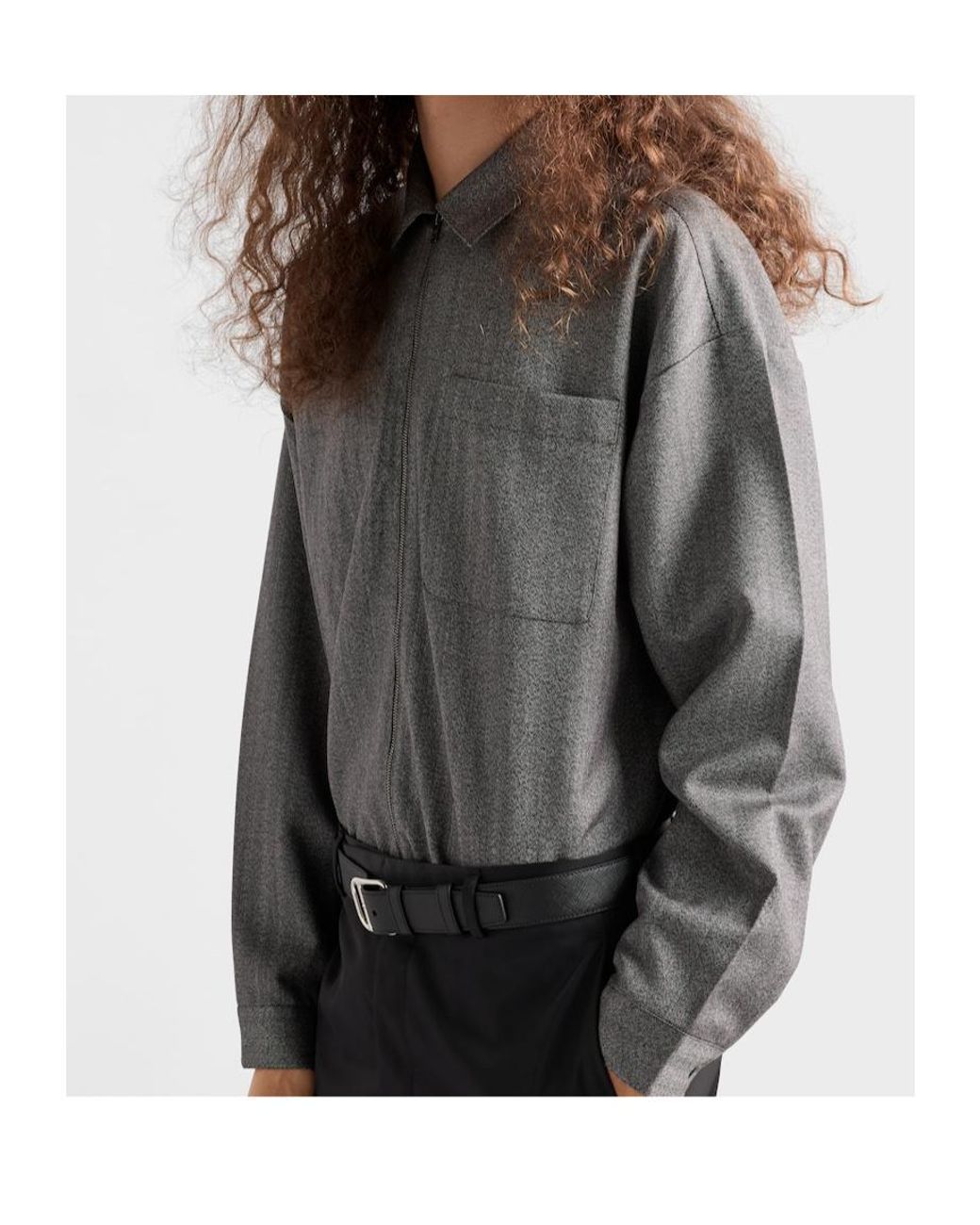 Prada Gray Zip-Up Shirt for men