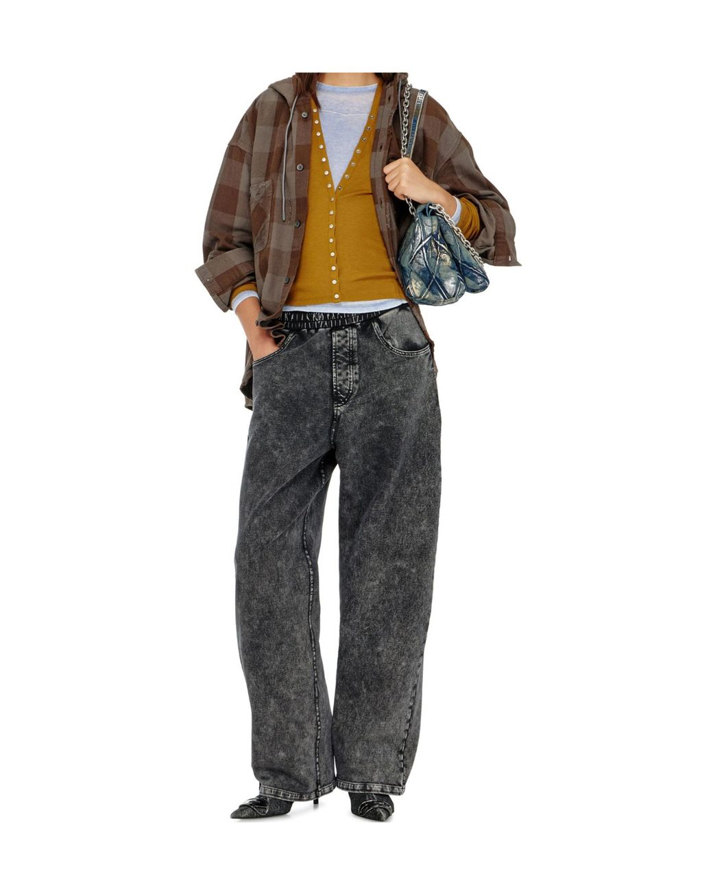 DIESEL Gray Sweatpants With Denim Effect