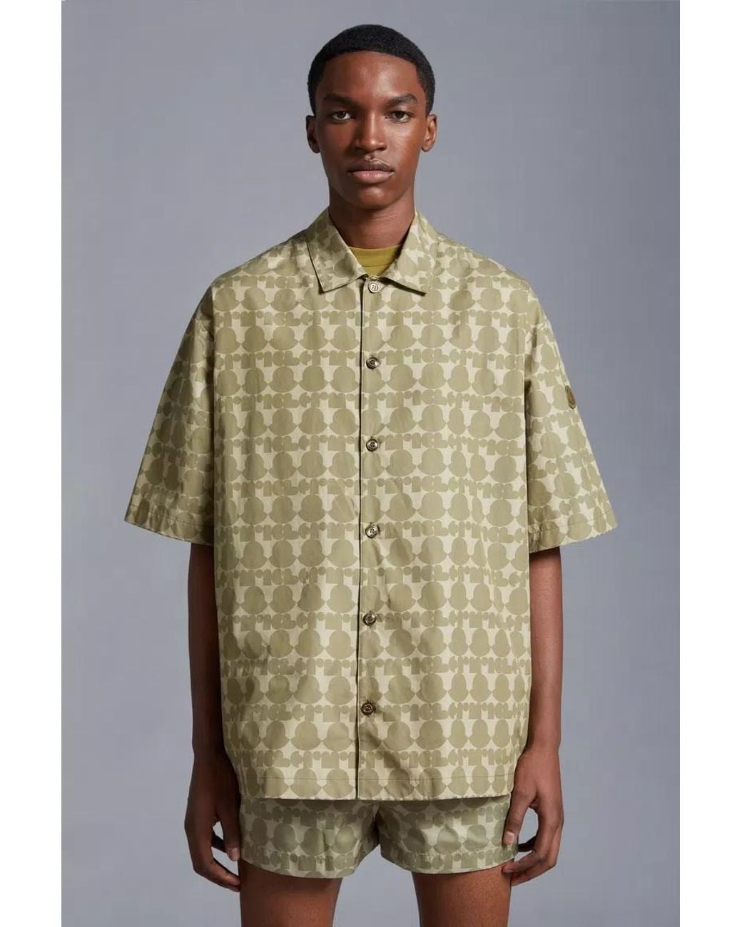 Moncler Natural Logo Print Cotton Shirt for men