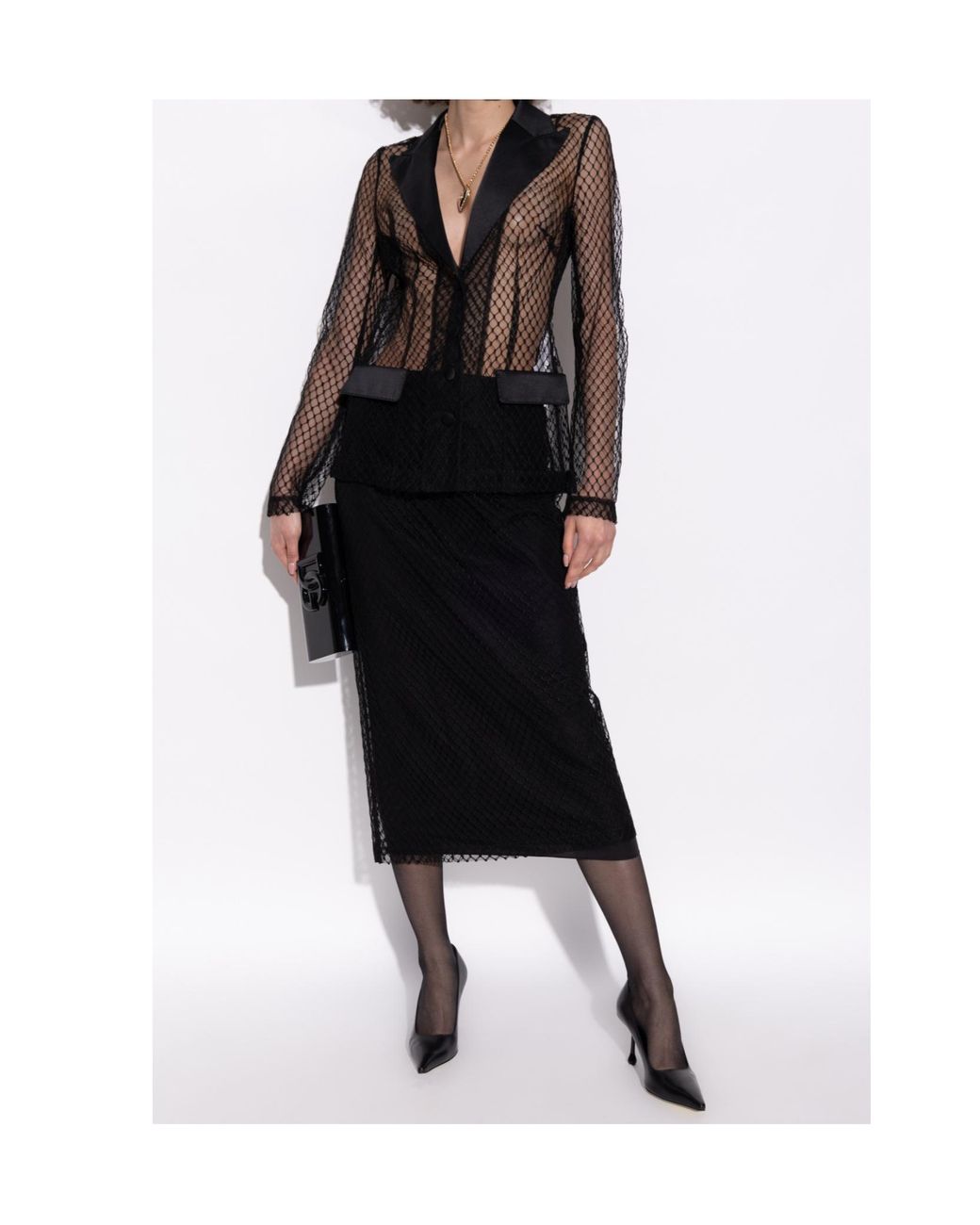 Dolce & Gabbana Black Single-Breasted Mesh Tuxedo Jacket