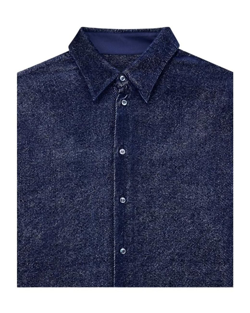 Giorgio Armani Blue Devore Velvet Twill Shirt for men