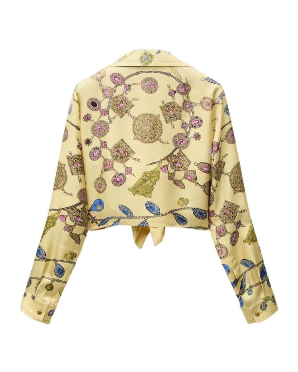 Versace Metallic Jewellery-Print Tie-Waist Shirt