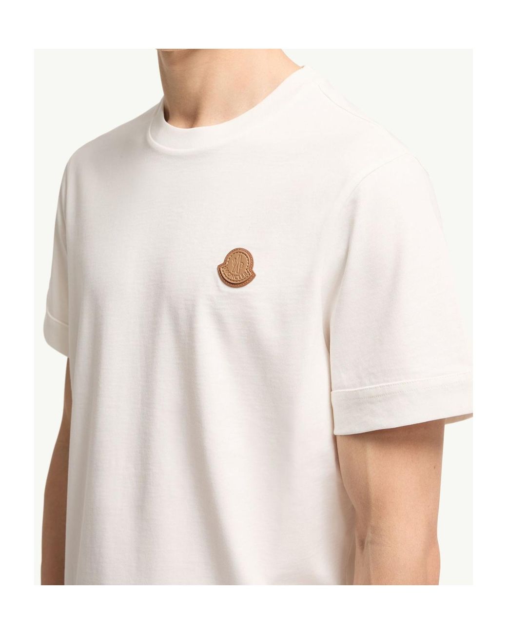 Moncler White Logo Patch Crewneck T-Shirt for men