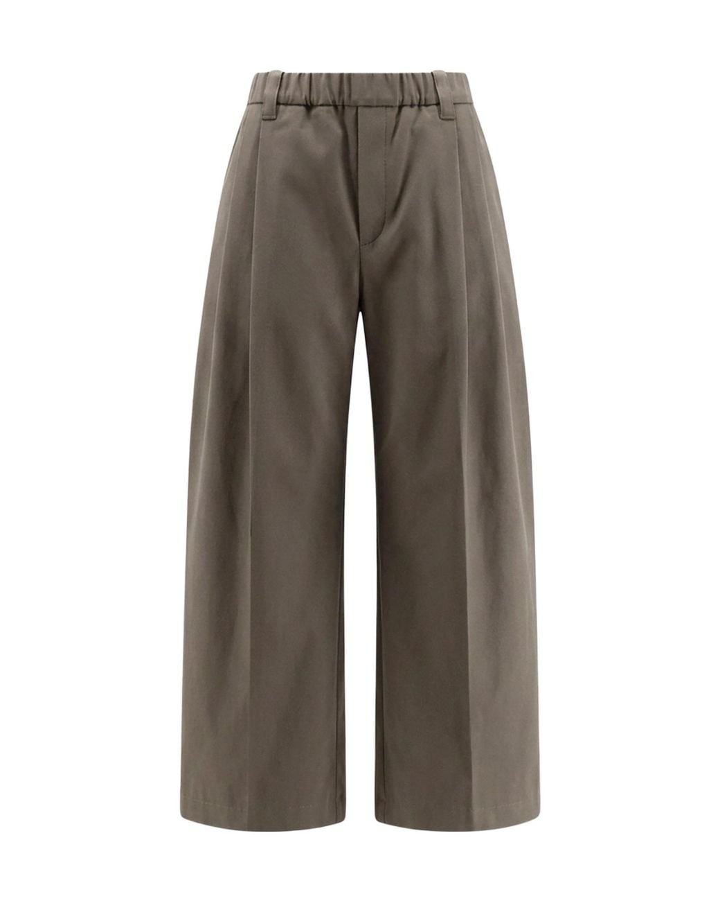 Brunello Cucinelli Gray Pleated Wide-Leg Trousers