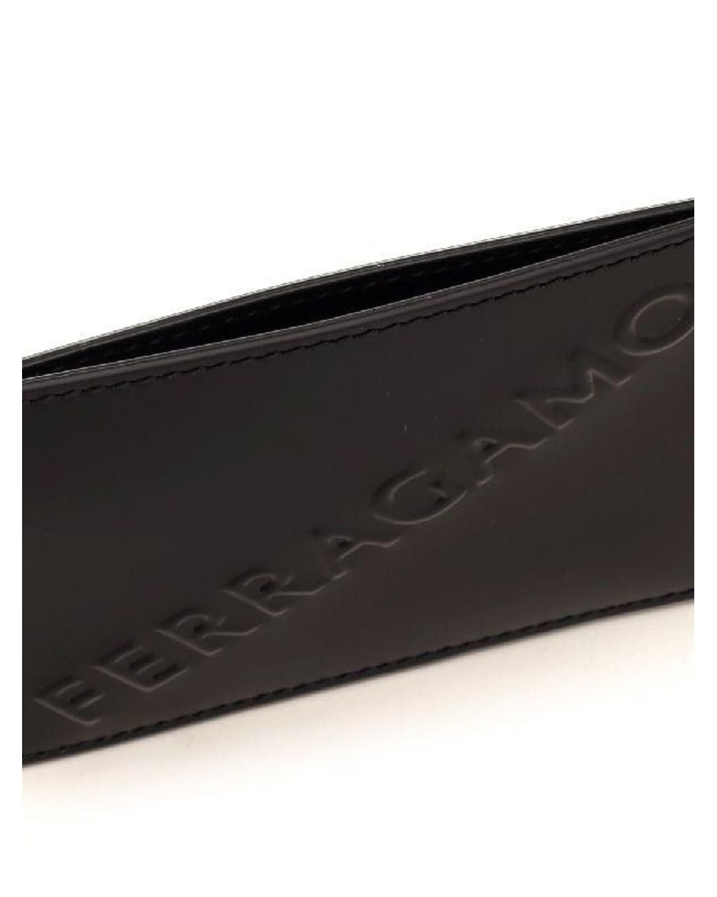 Ferragamo Black Logo Embossed Cardholder for men