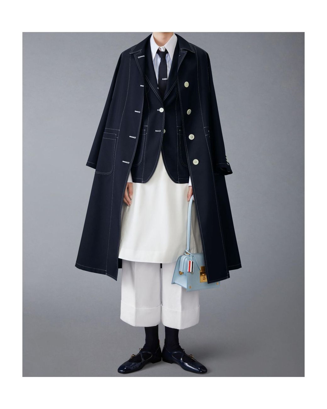 Thom Browne White High-Waisted Trousers