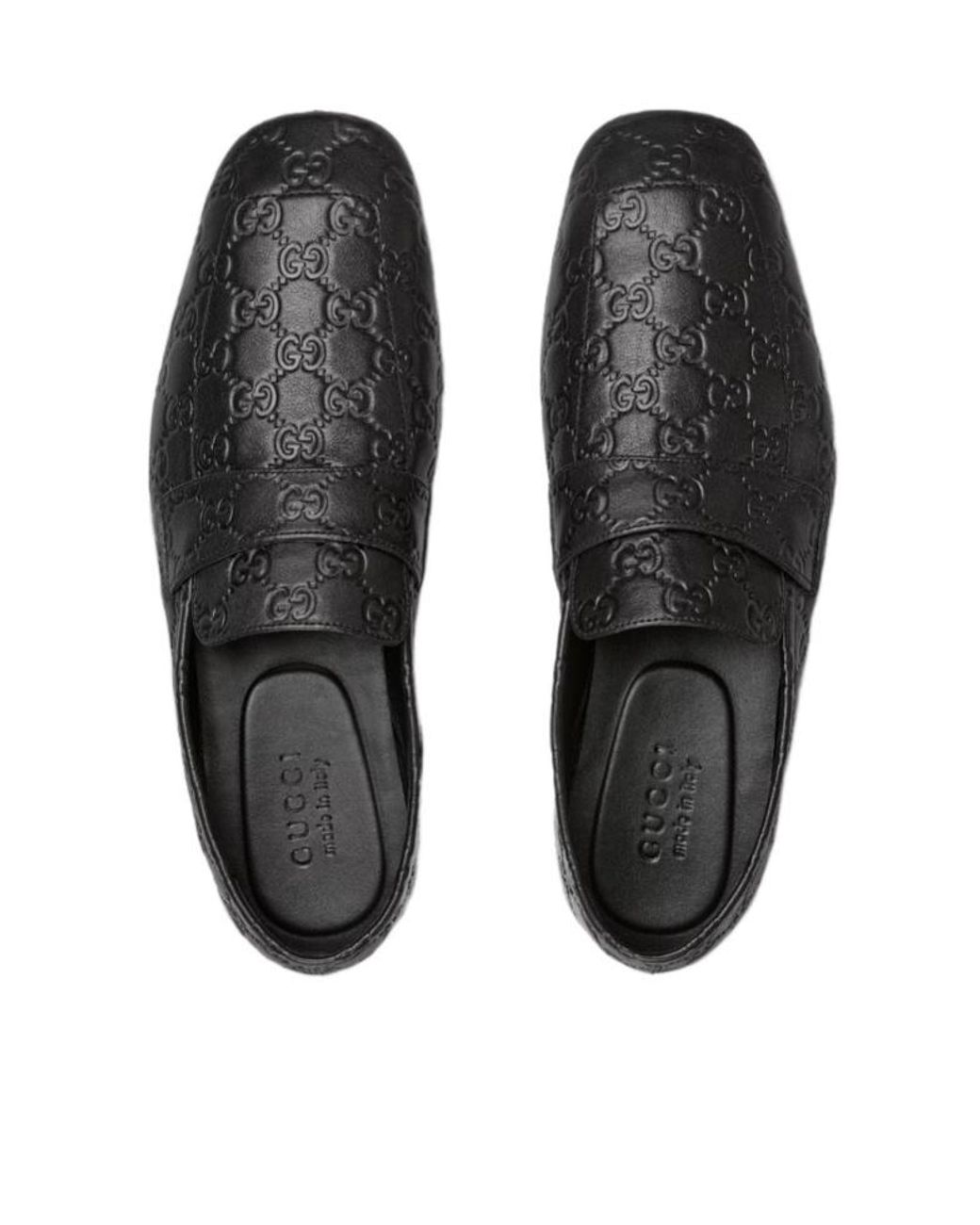 Gucci Black Ragazzo Logo Embossed Loafers for men