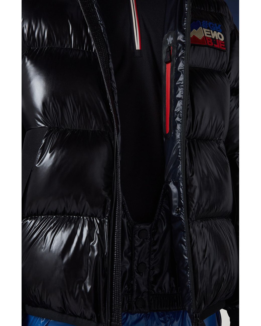 Moncler Black Grenoble Logo Patch Padded Down Jacket for men