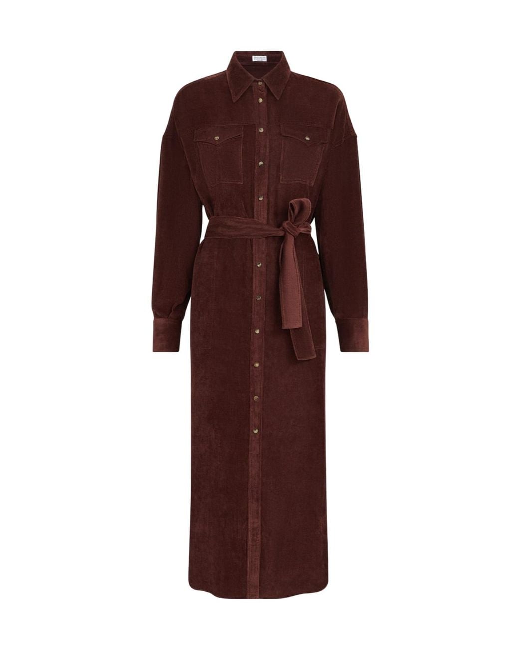 Brunello Cucinelli Purple Fluid Corduroy Shirt Dress