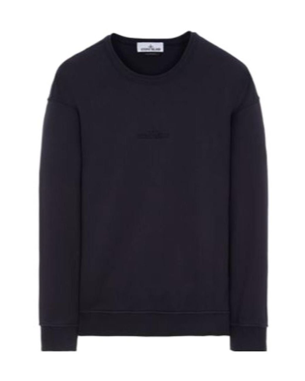 Stone Island Blue Embroidered-Logo Cotton Sweatshirt for men