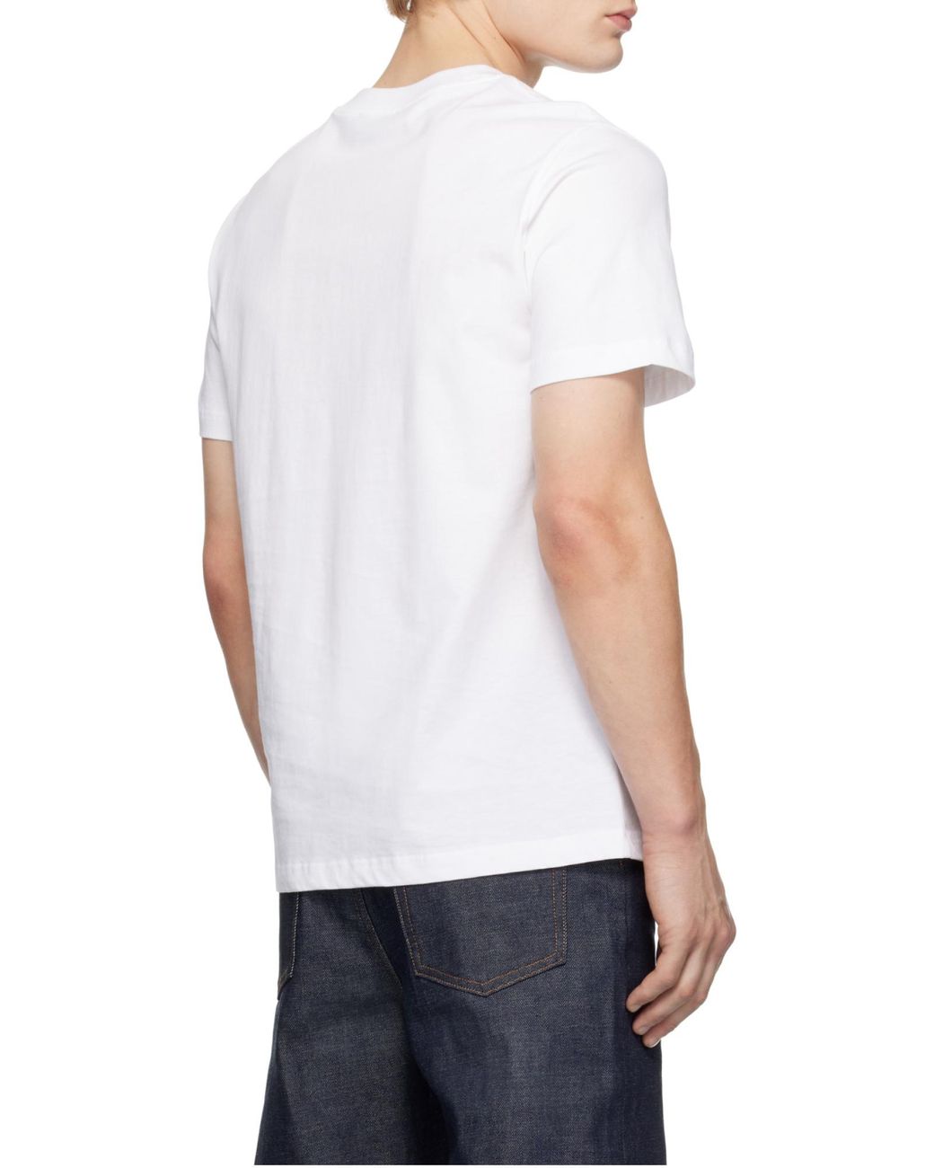 A.P.C. White Logo Printed Crewneck T-Shirt for men