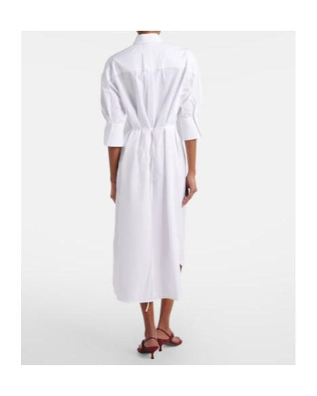 Erdem White Embroidered Cotton Poplin Shirt Dress