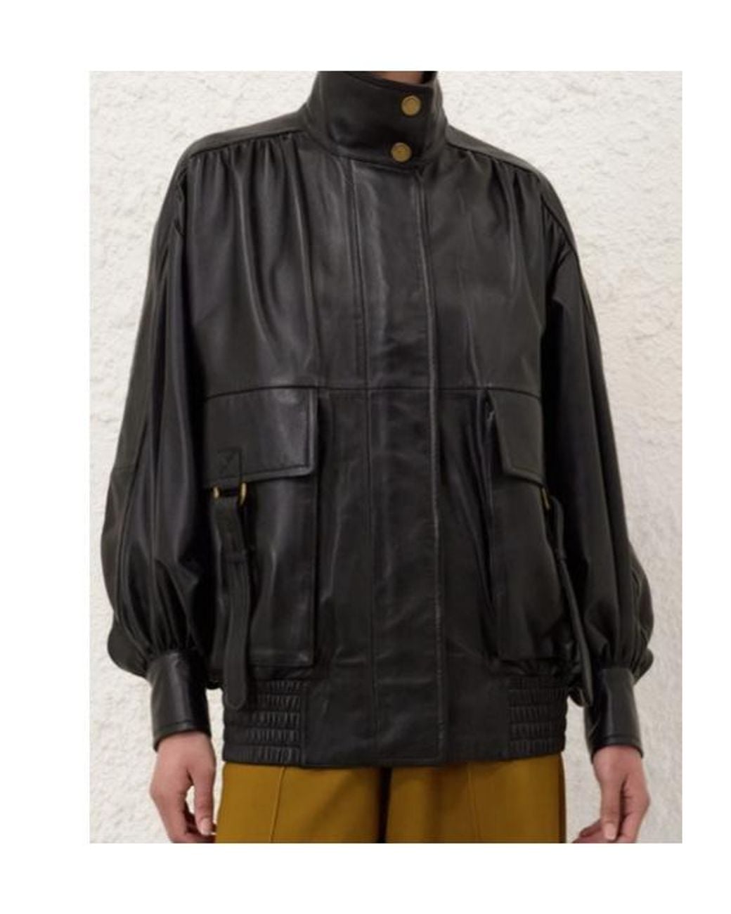 Zimmermann Black Valiant Leather Bomber Jacket