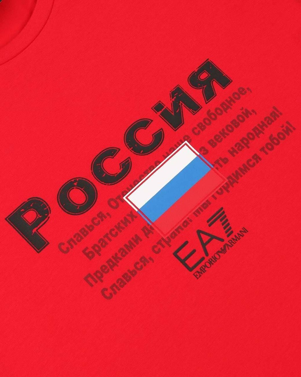 EA7 Red Logo T-Shirt With Round Neck for men