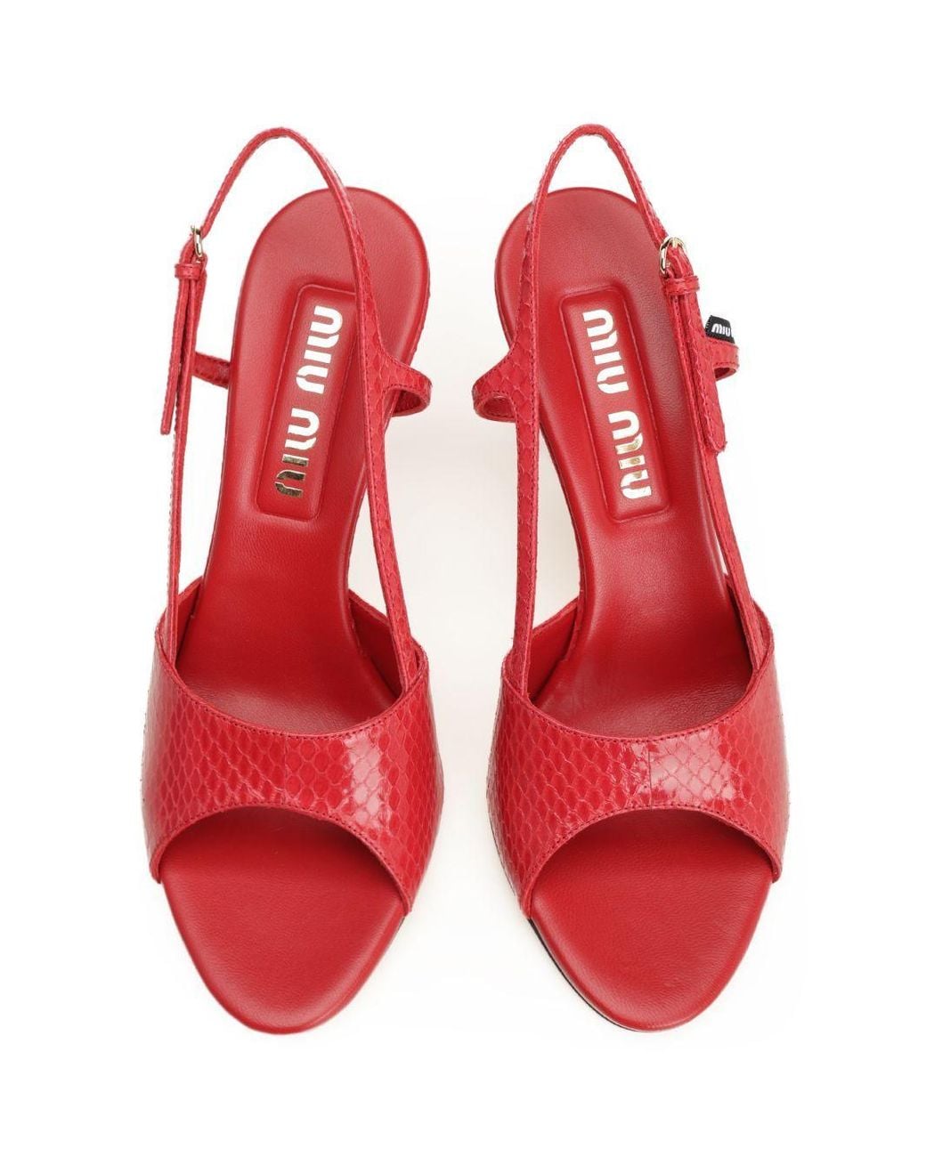 Miu Miu Pink Embossed Slingback Sandals