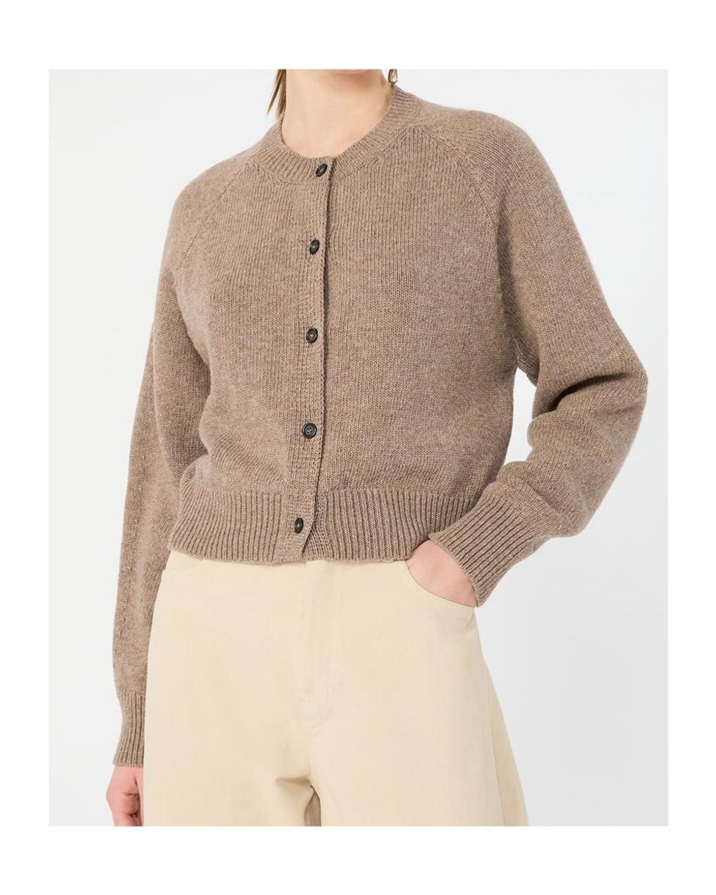 Weekend by Maxmara Natural Button-Up Wool Cardigan
