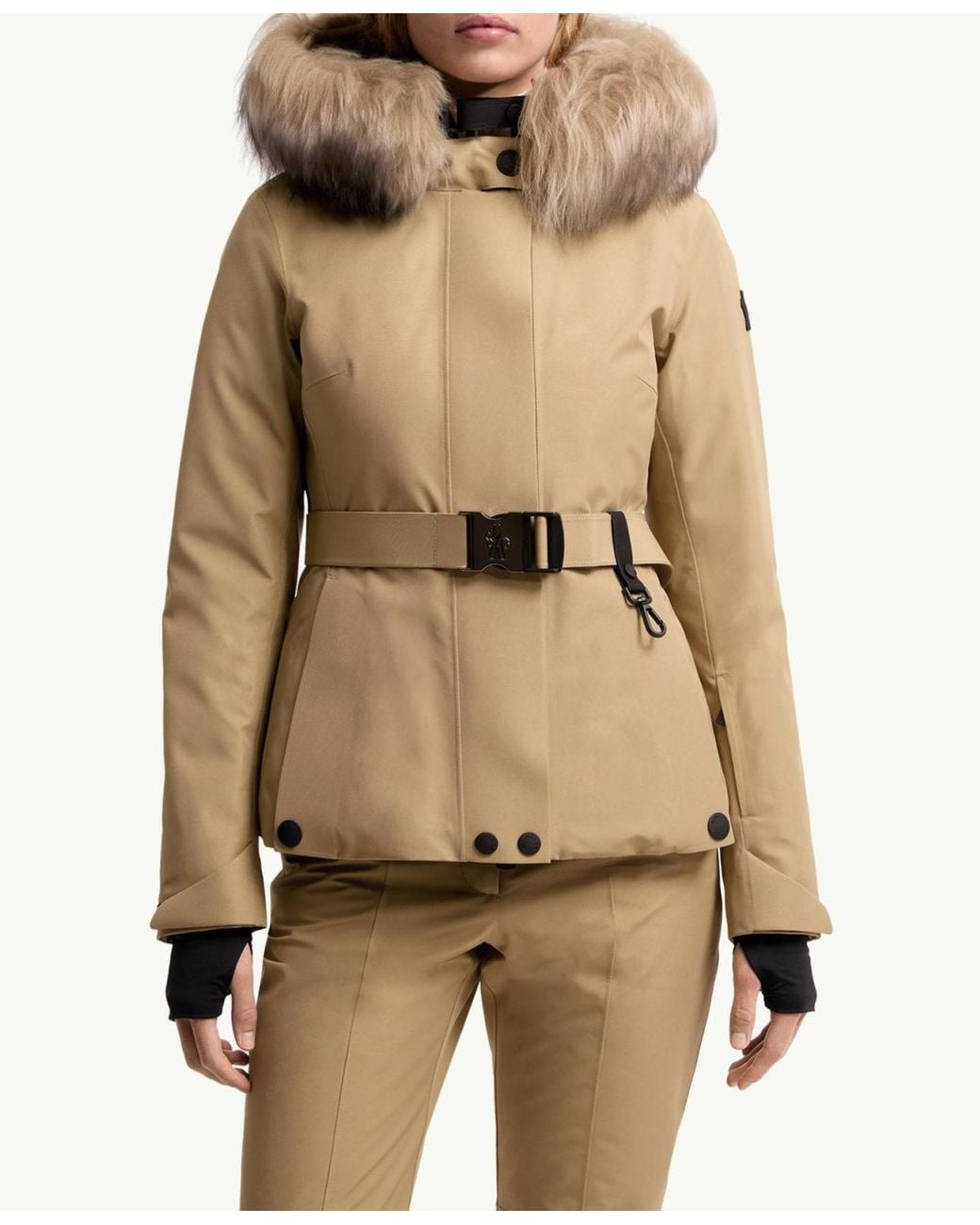 Moncler Natural Laplance Gore-Tex Shearling-Trimmed Hooded Insulated Ski Jacket