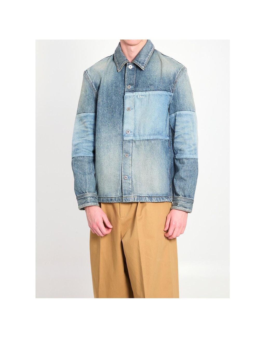 Dior Blue Homme Patchwork Effect Overshirt for men