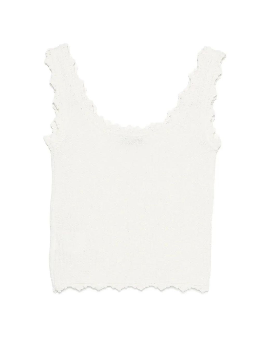 Low Classic White Sleeveless Top