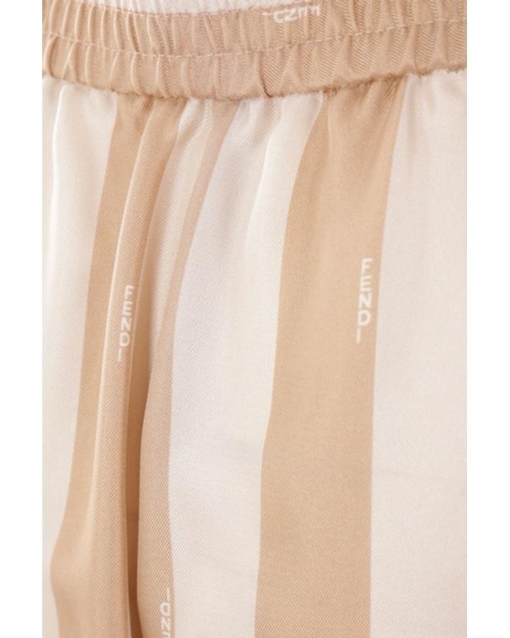 Fendi Natural Striped Wide-Leg Pants