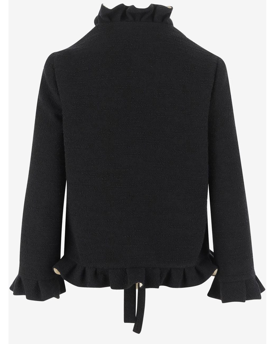 Valentino Black Ruffled Long-Sleeved Jacket
