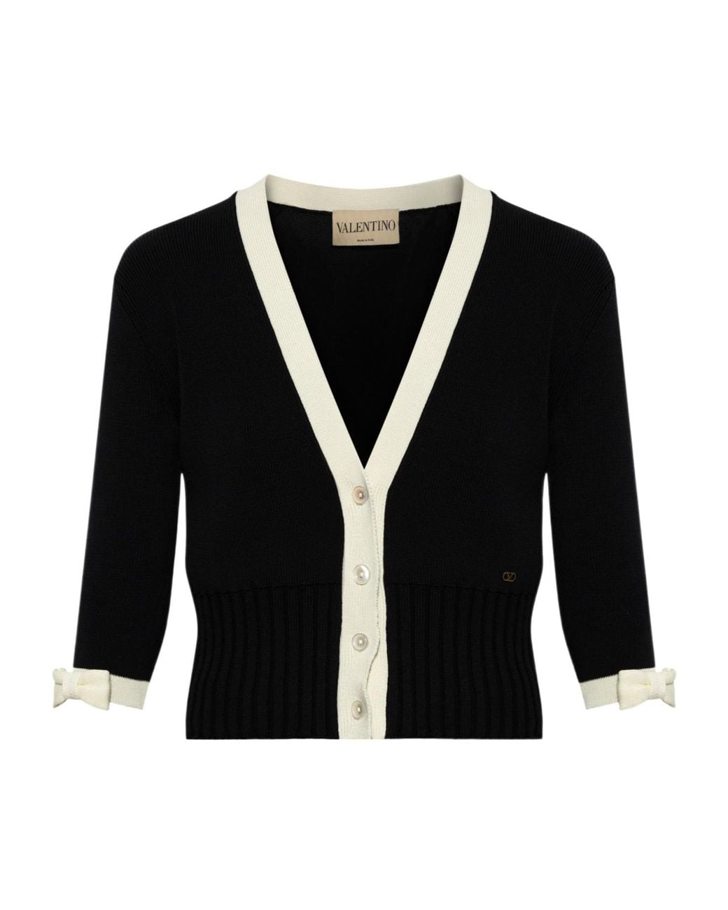 Valentino Black V-Neck Button-Up Cardigan