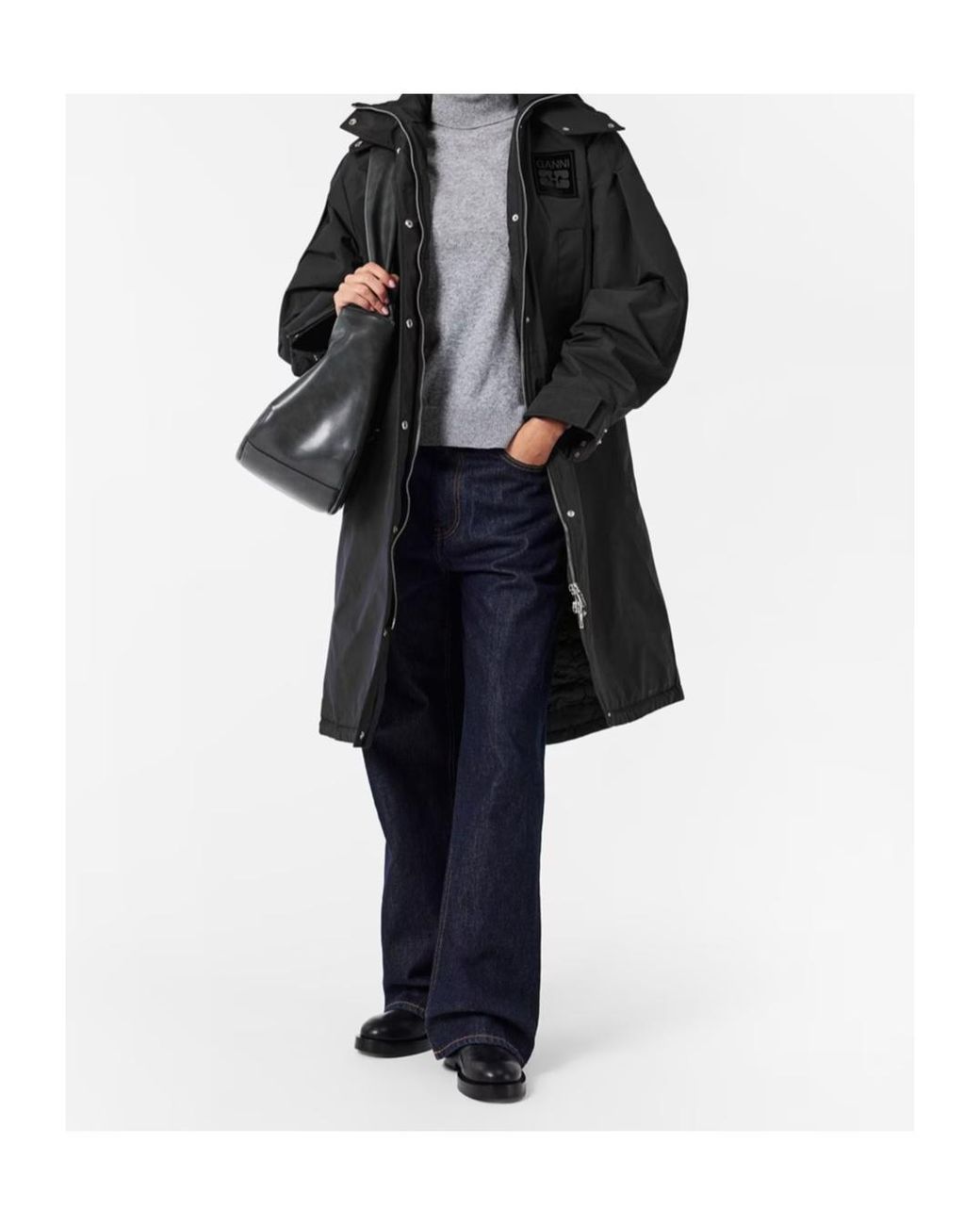 Ganni Black Ripstop Parka