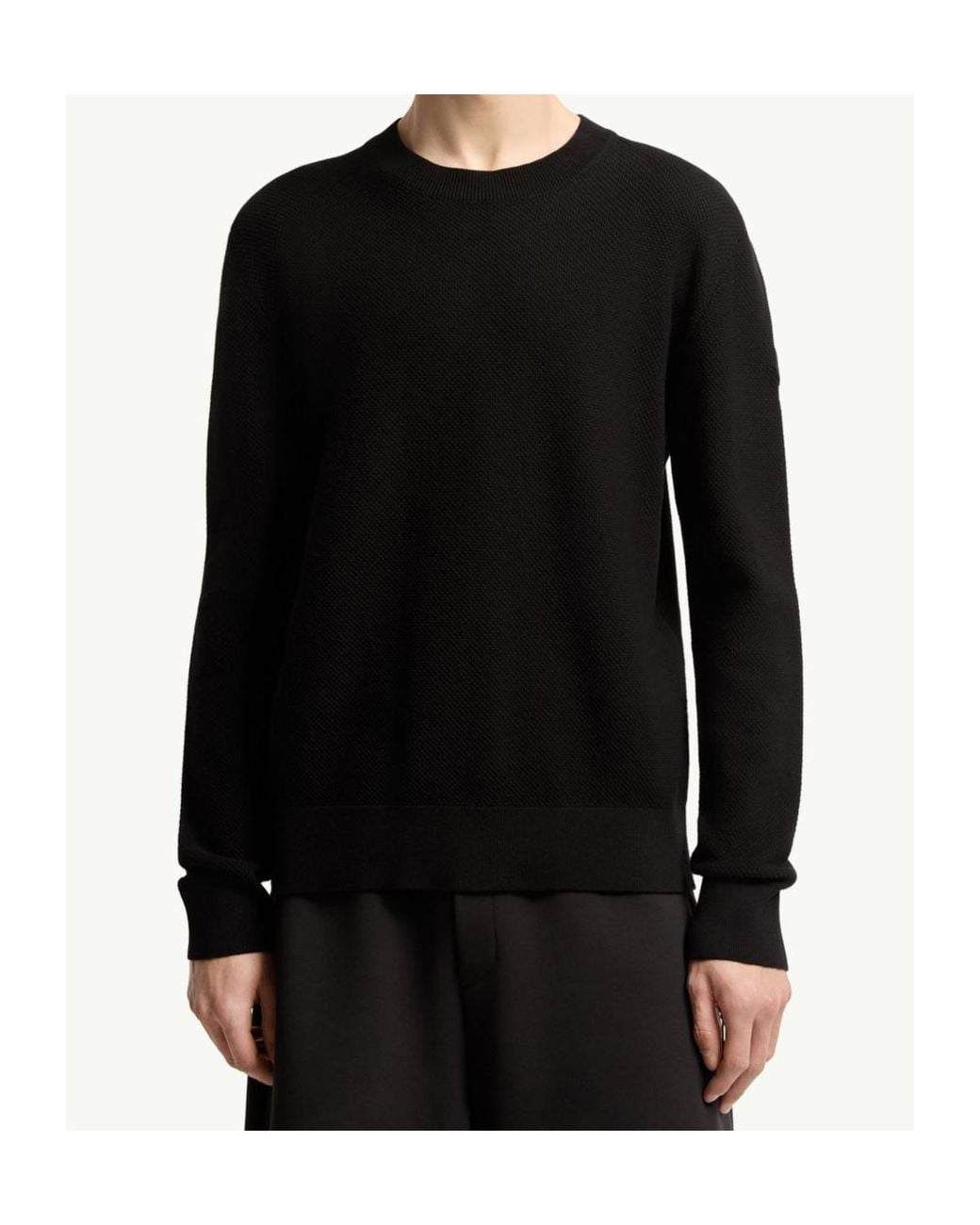 Moncler Black Textured Crew-Neck Knitted Jumper for men