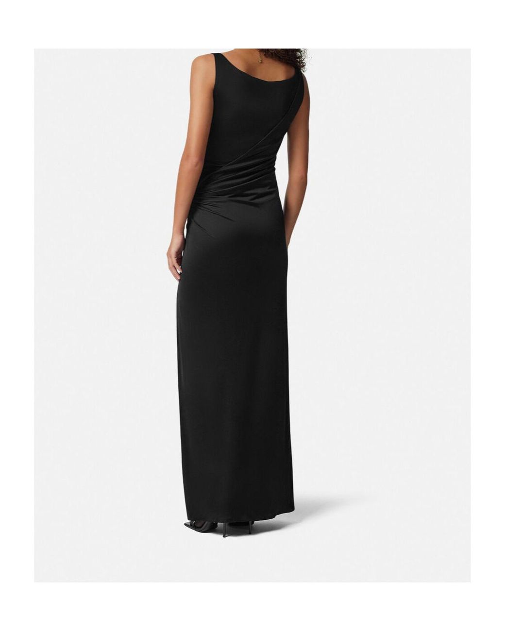 Versace Black Sleeveless Safety Pin Detailed Dress