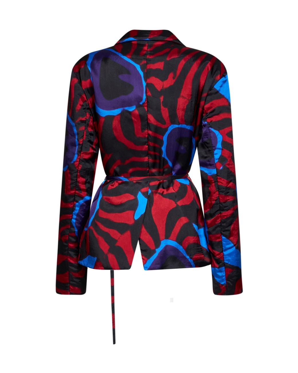 Dries Van Noten Blue Belted Printed Blazer