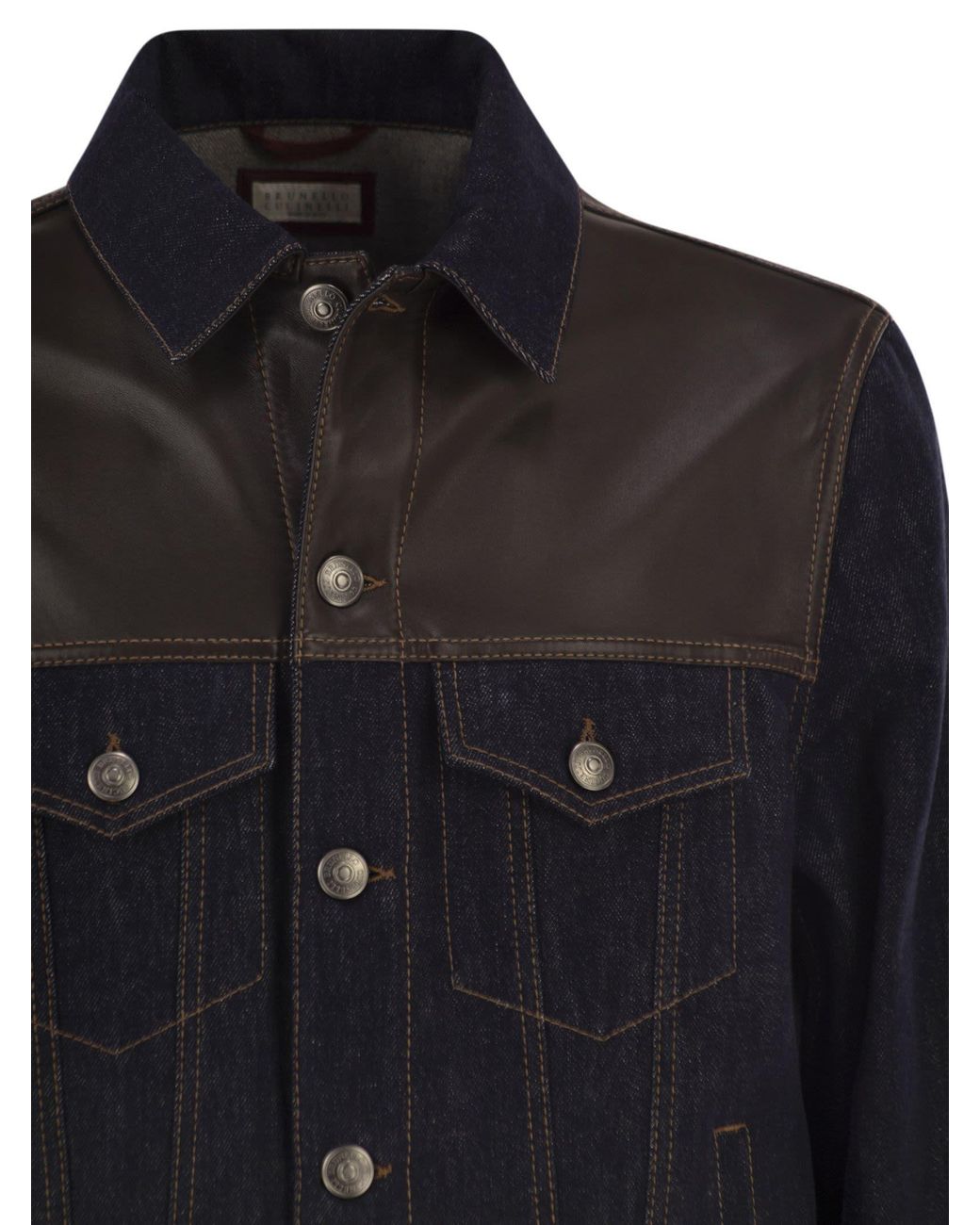 Brunello Cucinelli Blue Paneled No-Fade Denim Four-Pocket Jacket for men