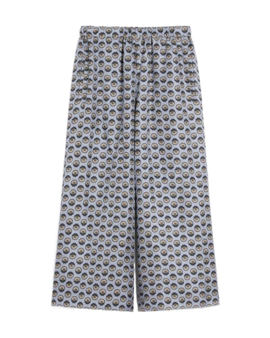 Weekend by Maxmara Gray Wide-Fit Silk Trousers
