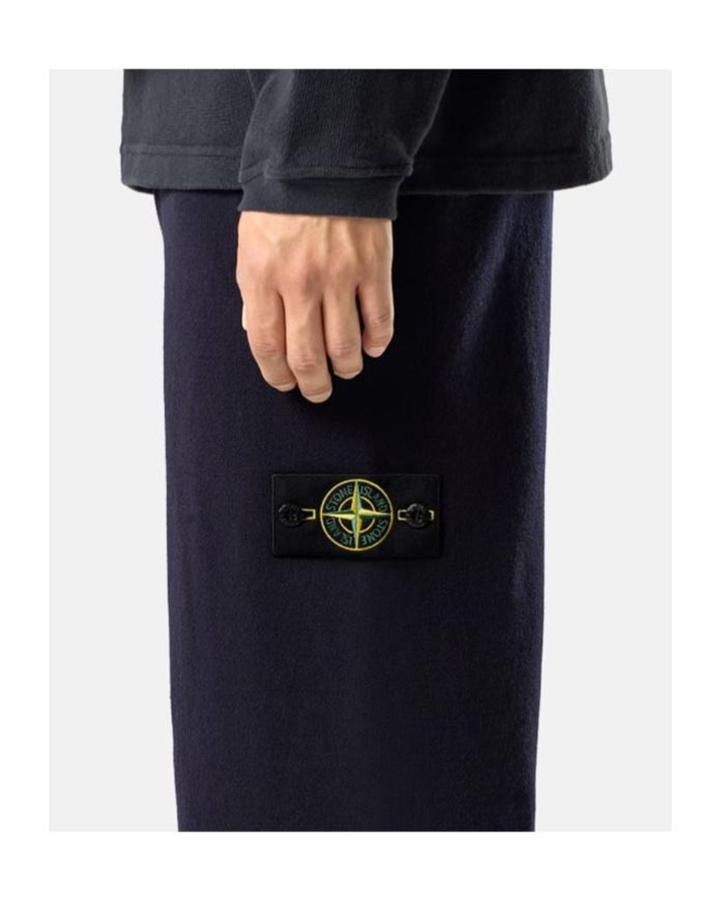 Stone Island Blue Knitted Logo-Patch Joggers for men