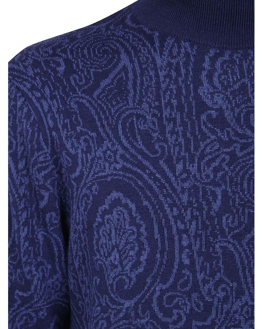 Etro Blue Roma Paisley Turtleneck Knitted Jumper for men